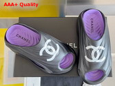 Chanel Rubber Mules in Black and Purple Replica