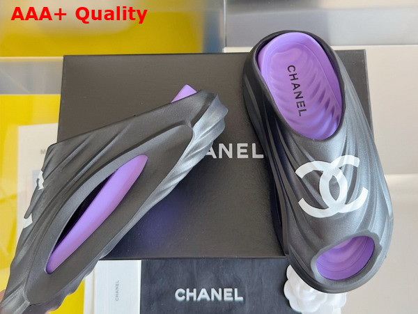 Chanel Rubber Mules in Black and Purple Replica