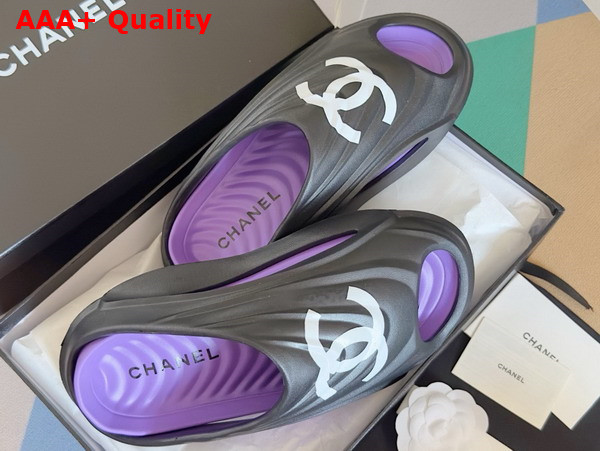 Chanel Rubber Mules in Black and Purple Replica