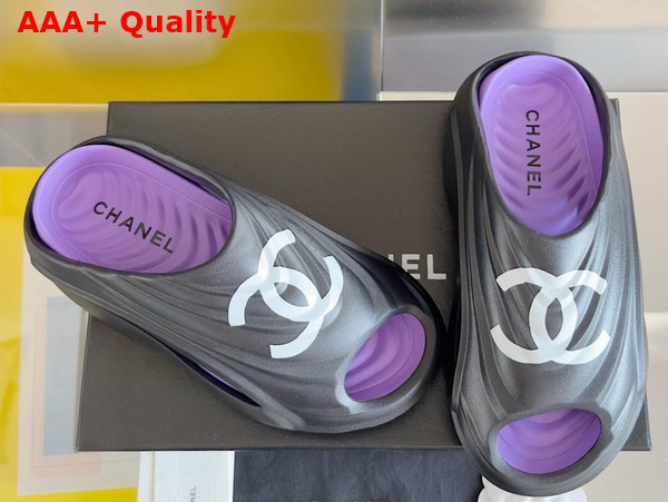 Chanel Rubber Mules in Black and Purple Replica