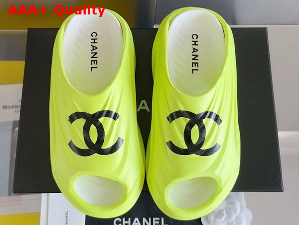 Chanel Rubber Mules in Neon Yellow Replica