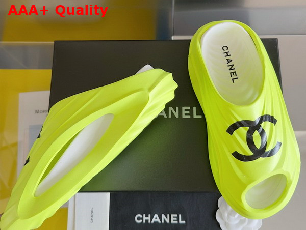 Chanel Rubber Mules in Neon Yellow Replica