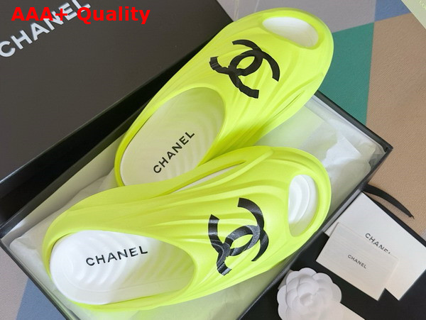 Chanel Rubber Mules in Neon Yellow Replica