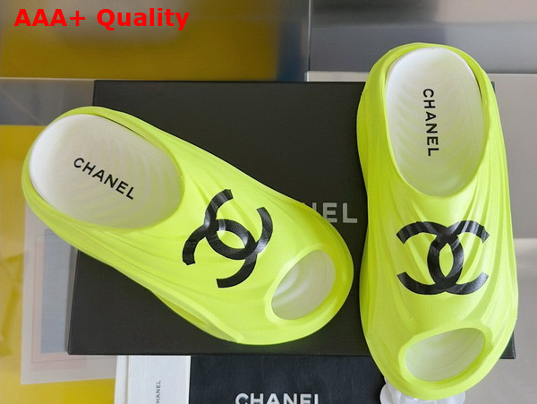 Chanel Rubber Mules in Neon Yellow Replica