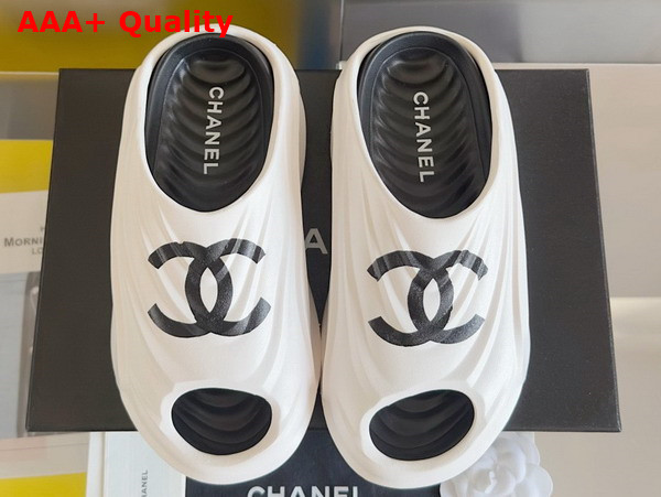 Chanel Rubber Mules in White and Black Replica