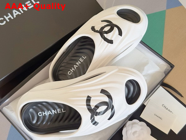 Chanel Rubber Mules in White and Black Replica