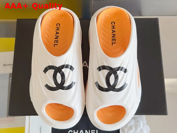 Chanel Rubber Mules in White and Orange Replica