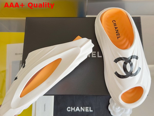 Chanel Rubber Mules in White and Orange Replica