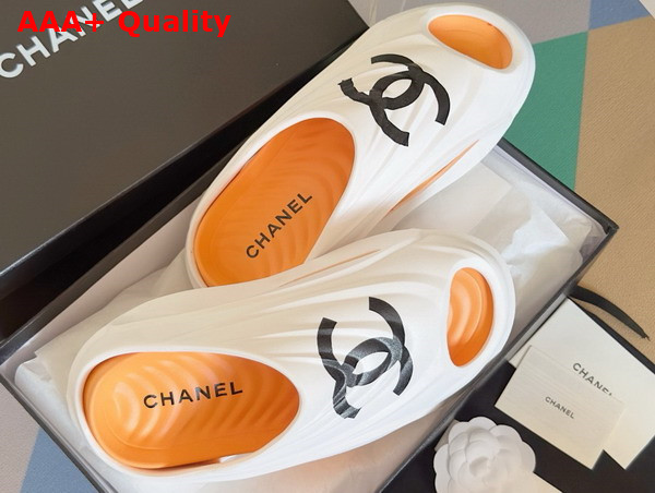 Chanel Rubber Mules in White and Orange Replica