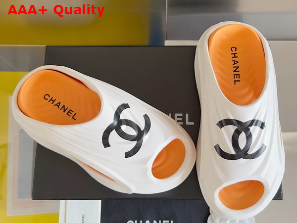 Chanel Rubber Mules in White and Orange Replica