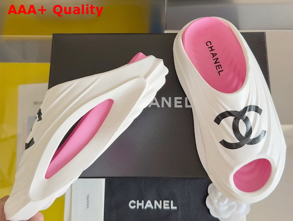 Chanel Rubber Mules in White and Pink Replica