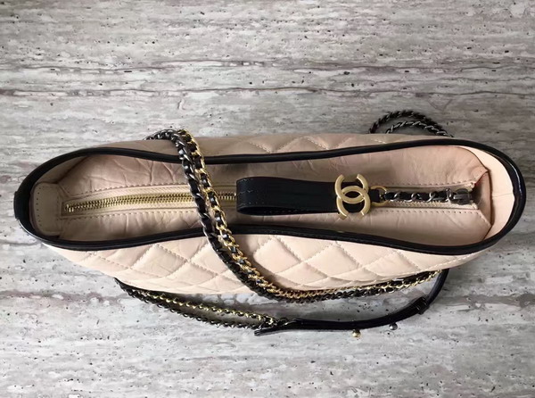 Chanel S Gabrielle Hobo Aged Calfskin Silver Tone and Gold Tone Metal Beige and Black For Sale