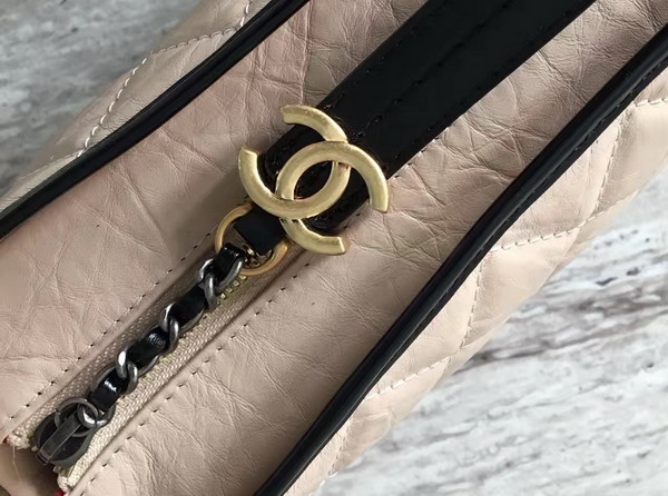 Chanel S Gabrielle Hobo Aged Calfskin Silver Tone and Gold Tone Metal Beige and Black For Sale