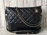 Chanel S Gabrielle Hobo Bag Black Smooth Calfskin Silver Tone and Gold Tone Metal For Sale