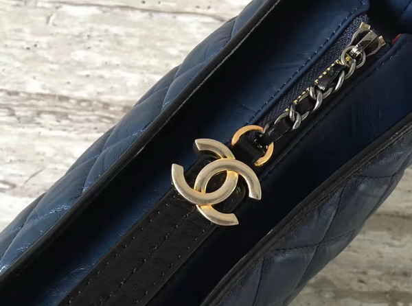 Chanel S Gabrielle Hobo Bag Navy Blue and Black Aged Calfskin Silver Tone and Gold Tone Metal For Sale