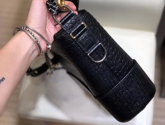 Chanel S Gabrielle Hobo Bag in Black Crocodile Embossed Calfskin AS0866