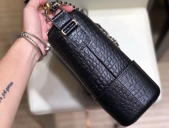 Chanel S Gabrielle Hobo Bag in Black Crocodile Embossed Calfskin AS0866