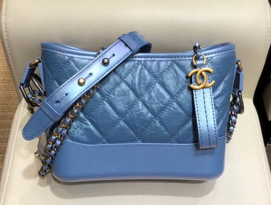 Chanel S Gabrielle Hobo Bag in Iridescent Aged Calfskin Light Blue A93824