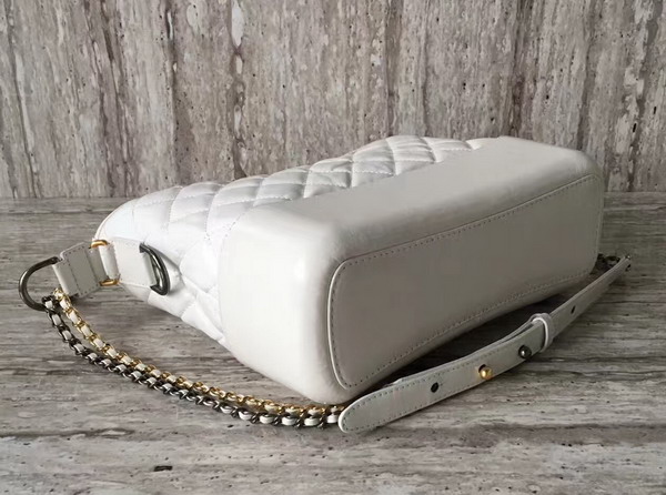 Chanel S Gabrielle Hobo Bag in White Aged Calfskin with Silver Tone and Gold Tone Metal For Sale