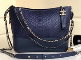 Chanel S Gabrielle Hobo Handbag Dark Blue Python