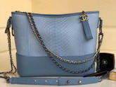 Chanel S Gabrielle Hobo Handbag Light Blue Python