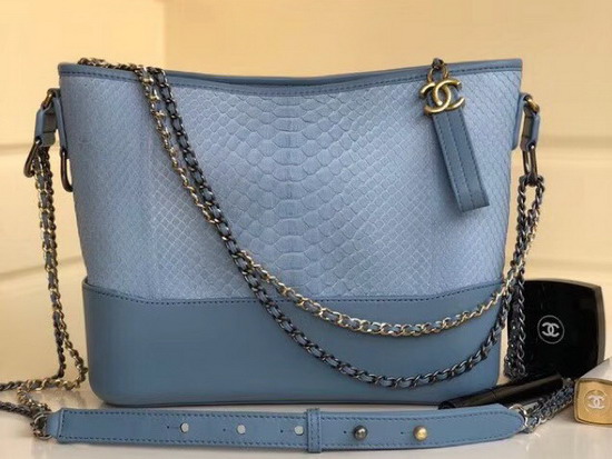 Chanel S Gabrielle Hobo Handbag Light Blue Python