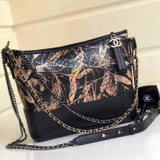 Chanel S Gabrielle Hobo Handbag Printed Python