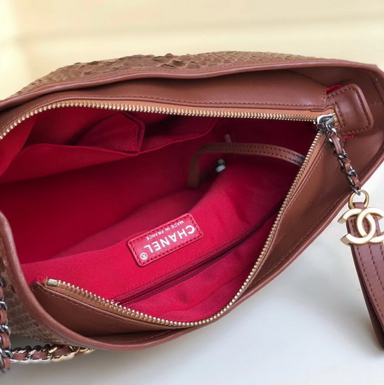 Chanel S Gabrielle Hobo Handbag in Brown Python