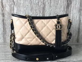 Chanel S Gabrielle Small Hobo Bag Beige and Black Smooth Calfskin Silver Tone and Gold Tone Metal For Sale