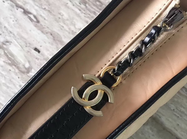 Chanel S Gabrielle Small Hobo Bag Beige and Black Smooth Calfskin Silver Tone and Gold Tone Metal For Sale