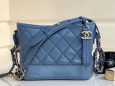 Chanel S Gabrielle Small Hobo Bag Light Blue Goatskin and Patent Goatskin