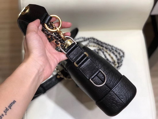 Chanel S Gabrielle Small Hobo Bag in Black Crocodile Embossed Calfskin AS0865