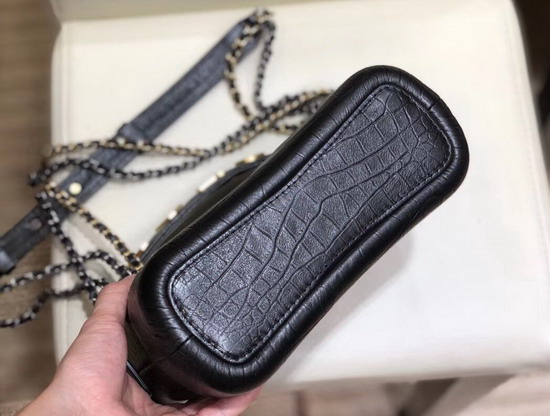 Chanel S Gabrielle Small Hobo Bag in Black Crocodile Embossed Calfskin AS0865