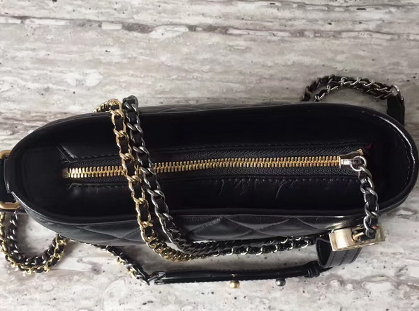 Chanel S Gabrielle Small Hobo Bag in Black Smooth Calfskin Silver Tone and Gold Tone Metal For Sale