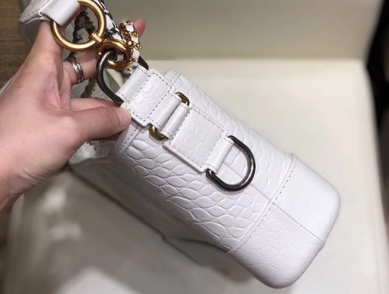 Chanel S Gabrielle Small Hobo Bag in White Crocodile Embossed Calfskin AS0865