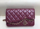 Chanel Saddle Wallet On Chain Burgundy Lambskin and Gold Metal AP0278