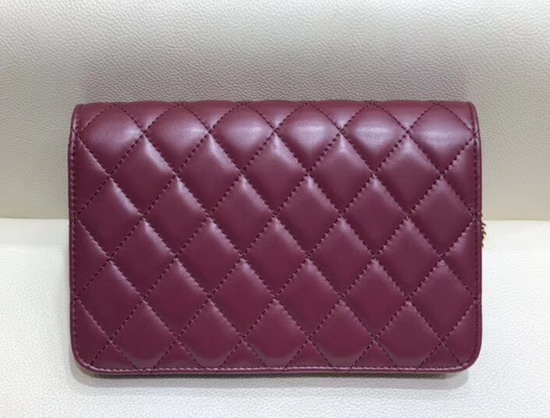 Chanel Saddle Wallet On Chain Burgundy Lambskin and Gold Metal AP0278