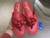 Chanel Sandal in Red Lambskin with Leather Camellia For Sale