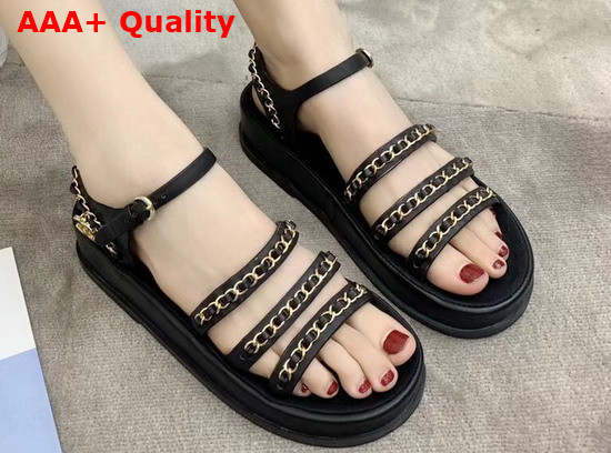 Chanel Sandals Black Calfskin G37140 Replica