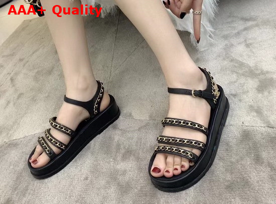 Chanel Sandals Black Calfskin G37140 Replica