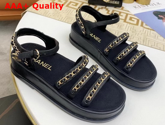 Chanel Sandals Black Calfskin G37140 Replica