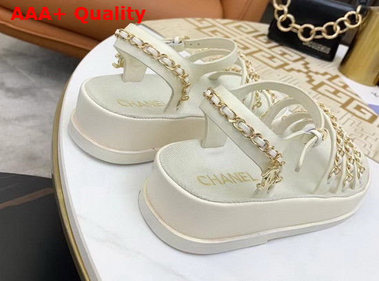 Chanel Sandals Calfskin Ivory G37140 Replica