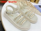 Chanel Sandals Calfskin Ivory G37140 Replica