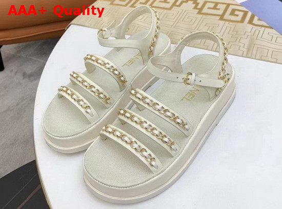 Chanel Sandals Calfskin Ivory G37140 Replica