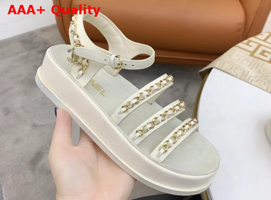 Chanel Sandals Calfskin Ivory G37140 Replica