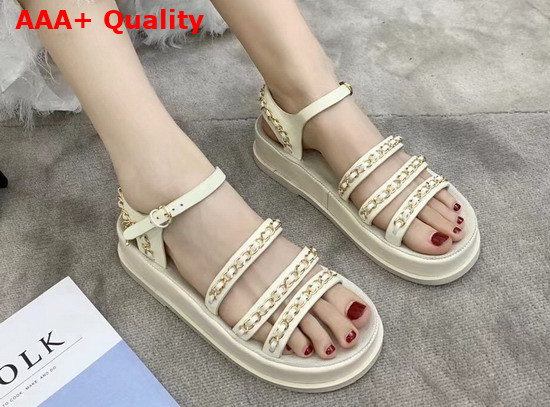 Chanel Sandals Calfskin Ivory G37140 Replica