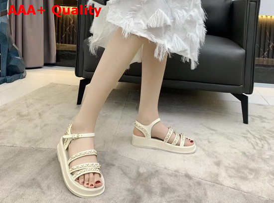 Chanel Sandals Calfskin Ivory G37140 Replica