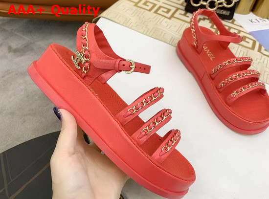 Chanel Sandals Calfskin Red Ref G37140 Replica