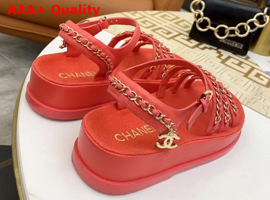 Chanel Sandals Calfskin Red Ref G37140 Replica