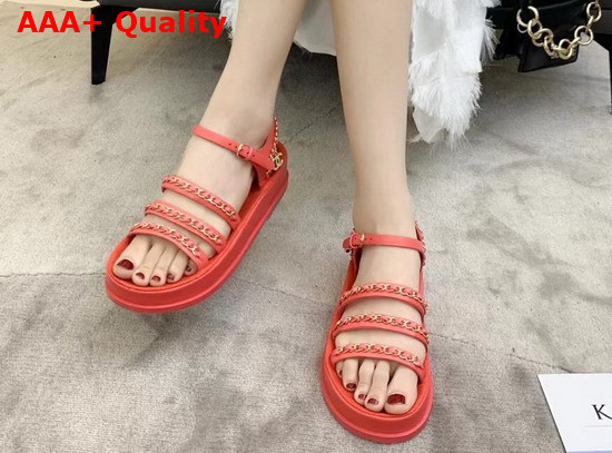 Chanel Sandals Calfskin Red Ref G37140 Replica